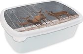 Lunch box Wit - Lunch box - Boîte à pain - Cerf - Forêt - Hiver - 18x12x6 cm - Adultes