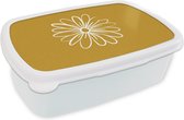 Lunch box Wit - Lunch box - Boîte à pain - Été - Fleurs - Wit - 18x12x6 cm - Adultes