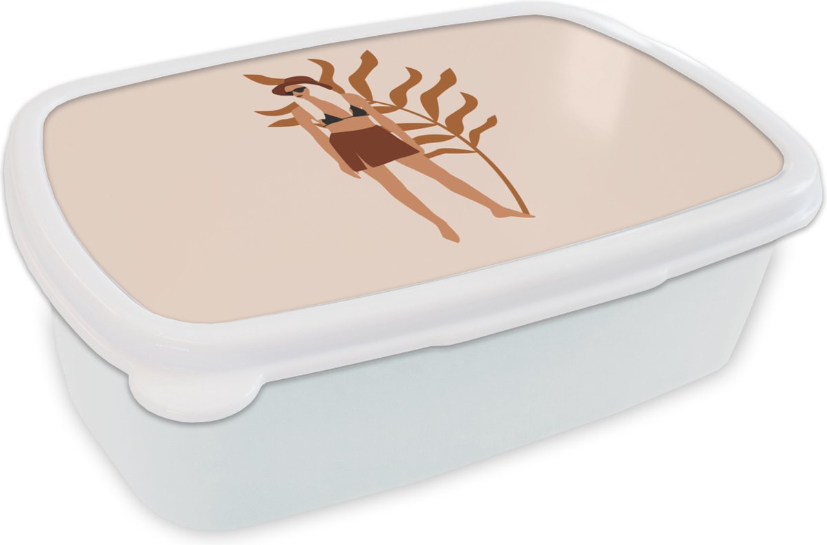 Broodtrommel Wit - Lunchbox - Brooddoos - Zomer - Vrouw - Kleding - 18x12x6 cm - Volwassenen