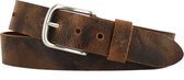 Leren Riem Dames/Heren | 4cm breed | Riemmaat: 115cm (totale lengte: 130cm) | 100% echt leer | Kleur: cognac | Nikkelvrije gesp