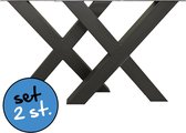 Stalen tafelpoot X zwart met 8x8cm koker