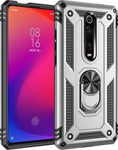 Xiaomi Mi 9T Hoesje - Mobigear - Armor Ring Serie - Hard Kunststof Backcover - Zilver - Hoesje Geschikt Voor Xiaomi Mi 9T