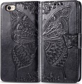 Apple iPhone 7 Hoesje - Mobigear - Butterfly Serie - Kunstlederen Bookcase - Zwart - Hoesje Geschikt Voor Apple iPhone 7