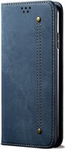 Mobigear Telefoonhoesje geschikt voor Xiaomi Redmi 8 Hoesje | Mobigear Denim Slim Bookcase Portemonnee | Pasjeshouder voor 2 Pasjes | Telefoonhoesje voor Pinpas / OV Kaart / Rijbewijs - Blauw