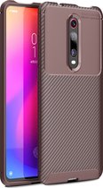 Xiaomi Mi 9T Hoesje - Mobigear - Racing Serie - TPU Backcover - Bruin - Hoesje Geschikt Voor Xiaomi Mi 9T