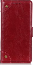 OPPO A54 5G Hoesje - Mobigear - Ranch Serie - Kunstlederen Bookcase - Bordeaux Rood - Hoesje Geschikt Voor OPPO A54 5G
