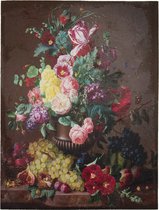 Clayre & Eef Canvasschilderij 60*3*80 cm Rood, Groen, Wit Canvas Bloemen en Fruit Schilderij Wanddecoratie