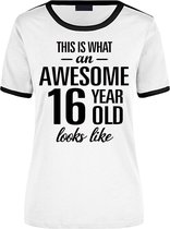 Awesome 16 year - geweldige 16 jaar wit/zwart ringer cadeau t-shirt dames -  Verjaardag cadeau M