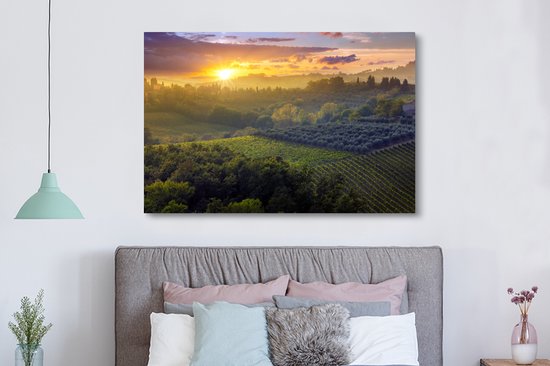 Tableau Toile Toscane - Paysage - Soleil - 150x100 cm - Décoration murale