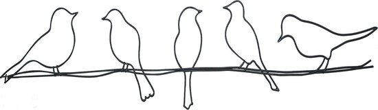 Art for the Home - Metal Art - Vogeltjes - Zwart - 12,5x60 cm