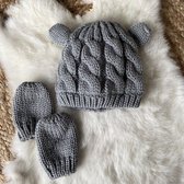 Babymuts met handschoenen - Pasgeboren Baby muts - Gebreid