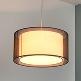 Lindby - Hanglamp - 1licht - stof, kunststof, metaal - H: 20 cm - E27 - bruin, wit, mat nikkel