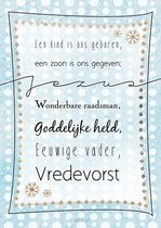 Kerstkaarten - Lichtblauw - Een kind is ons geboren, een Zoon is ons gegeven. - Christelijk - Bijbel - Geloof - Picture Design - 6 stuks