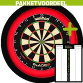 Winmau Blade 6 Triple Core Dartbord + Dartbordverlichting Deluxe (Rood - Zwart) + Dart Scorebord Deluxe (42*30)