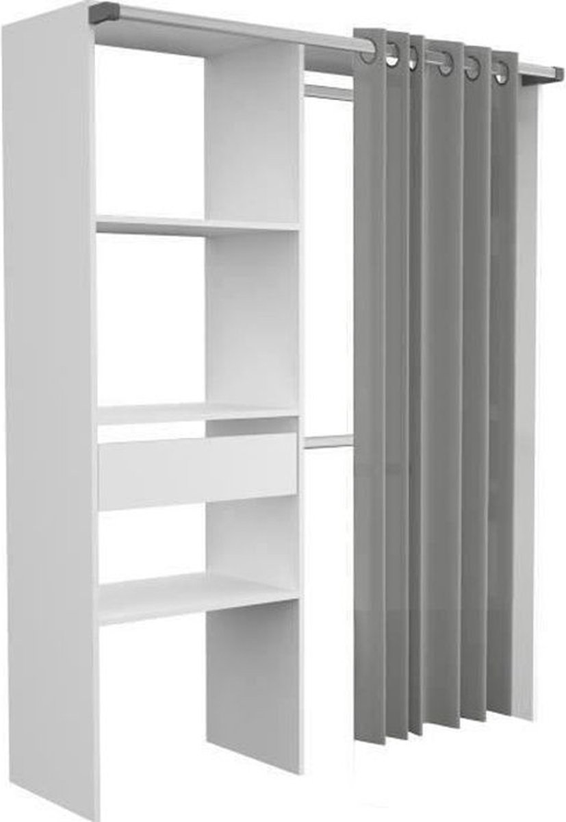 Kledingkast Barit 143cm - Wit/grijs