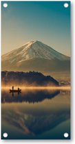 Mount Fuji bij Kawaguchimeer - Zonsopkomst - Tuinposter 100x200 - Wanddecoratie - Minimalist - Landschap - Natuur