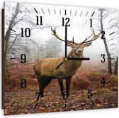 Trend24 - Wandklok - Stag - Muurklok - Dieren - 60x60x2 cm - Bruin