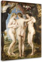 Trend24 - Canvas Schilderij - Drie Genaden - P. P. Rubens Reproductie - Schilderijen - Reproducties - 70x100x2 cm - Bruin