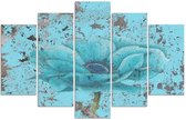 Trend24 - Canvas Schilderij - Blue Flower - Vijfluik - Bloemen - 100x70x2 cm - Blauw