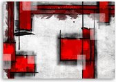 Trend24 - Canvas Schilderij - Geometrische Abstract In Rood - Schilderijen - Abstract - 90x60x2 cm - Rood