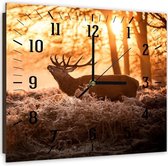 Trend24 - Wandklok - Stag - Muurklok - Dieren - 60x60x2 cm - Oranje