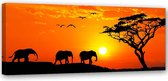 Trend24 - Canvas Schilderij - Panorama Van De Savannah In Afrika - Schilderijen - Oosters - 120x40x2 cm - Oranje