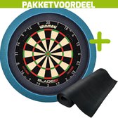 Winmau Blade 6 Triple Core + Rubberen Dartmat 120*250 + Dartbordverlichting Basic (Aqua)