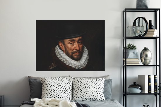 Muurstickers - Sticker Folie - Willem van Oranje - Adriaen Thomasz - Hoed - 120x90 cm - Plakfolie - Muurstickers Kinderkamer - Zelfklevend Behang - Zelfklevend behangpapier - Stickerfolie