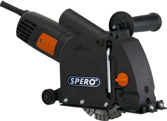 1400Watt muurfrees - Elektrische Frees - Sleuvenfrees - Max: 28mm diep - Incl. 2x125mm Steen Diamantzaagbladen - Muurfrees - SPERO