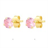 Twice As Nice Oorbellen in 18kt verguld zilver, roos zirkonia, 5 mm
