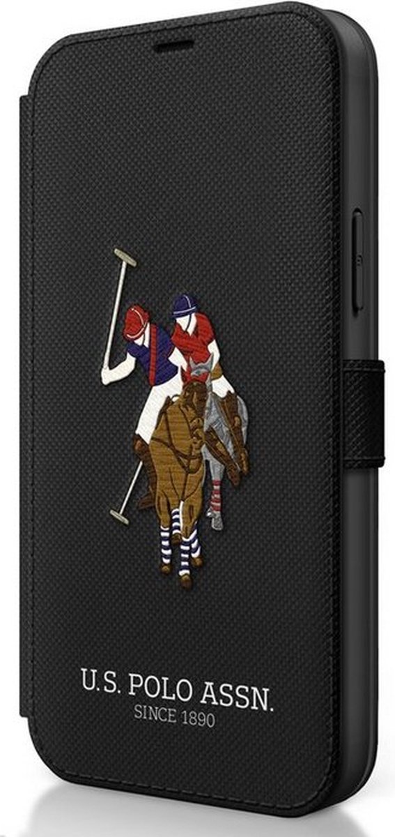 U.S. Polo Embroidery Book Case - Geschikt voor Apple iPhone 12 Mini (5.4") - Zwart