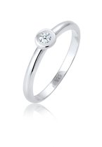 Elli PREMIUM Dames Ring Dames Solitaire Verloving met Diamant (0.06 ct.) in 925 Sterling Zilver