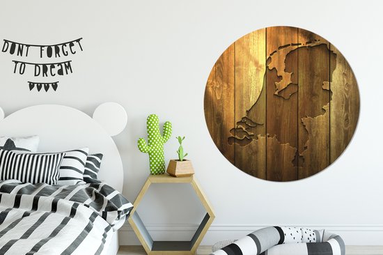 Carte en bois des Nederland Assiette en plastique cercle mural - ⌀ 120 cm - peinture ronde - impression photo sur cercle mural en plastique (forex) / cercle vivant / (décoration murale)