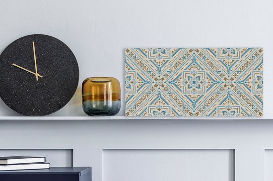 Toile Peinture Tapis Persan - Tapis - Motifs - Blauw - 40x20 cm - Décoration murale