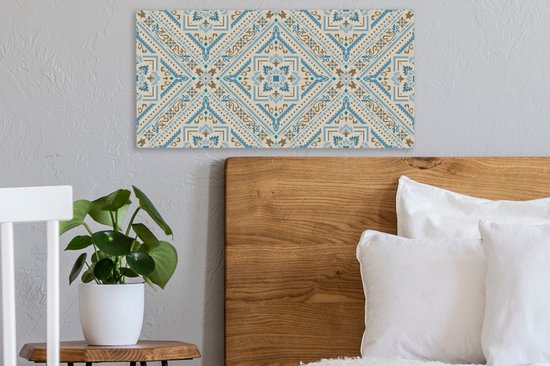 Toile Peinture Tapis Persan - Tapis - Motifs - Blauw - 40x20 cm - Décoration murale