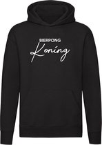 Bier Pong Koning | Unisex | Trui | Sweater | Hoodie | Capuchon | Zwart | Drankspel | Feest | Kampioen | Beer Pong King | Sport