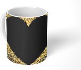 Mok - Gouden hart op een zwarte achtergrond - 350 ML - Beker