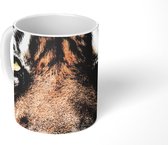Mok - Portretfoto tijger op zwarte achtergrond - 350 ML - Beker