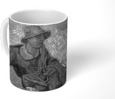Mok - Van Gogh in Borinage - Vincent van Gogh - Zwart - Wit - 350 ML - Beker