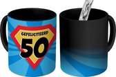 Magische Mok - Foto op Warmte Mokken - Koffiemok - Jubileum cadeau - 50 Jaar - Superheld - Magic Mok - Beker - 350 ML - Theemok