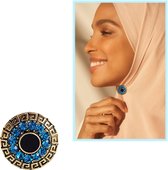 Fako Bijoux® - Hoofddoek Magneet - Magnetische Broche - Magneet Broche - Sjaal - Hijab - Abaya - 21mm - Kristal - Blauw