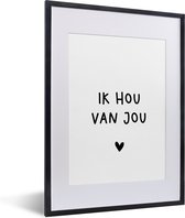 Cadre photo avec affiche - Citations - Je t'aime - Dictons - 30x40 cm - Cadre pour affiche