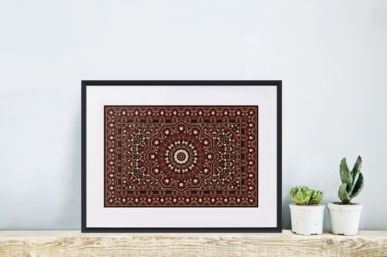 Cadre photo avec affiche - Motifs - Mandala - Tapis - Rouge - 40x30 cm - Cadre pour affiche