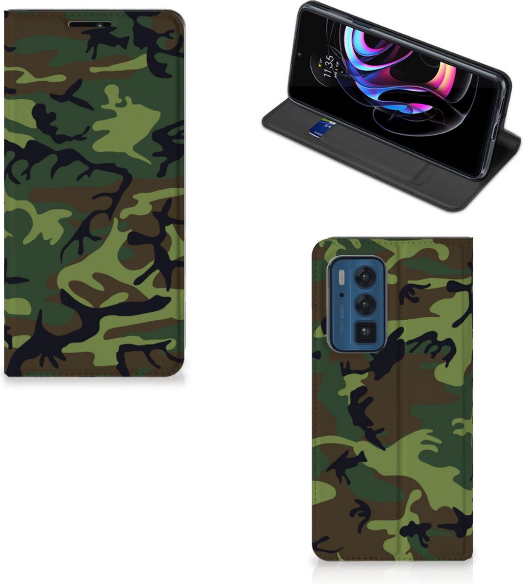 Motorola Edge 20 Pro Hoesje met Magneet Army Dark