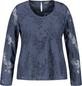 SAMOON Dames Blouse met kant-look Slate Blue-54