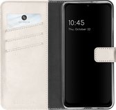 Samsung Galaxy A22 (5G) Hoesje met Pasjeshouder - Selencia Echt Lederen Booktype - Lichtgrijs