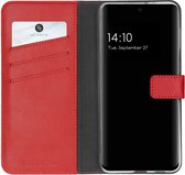 Selencia Hoesje Geschikt voor Samsung Galaxy A32 (4G) Hoesje Met Pasjeshouder - Selencia Echt Lederen Bookcase - Rood