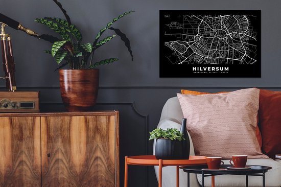 Affiche avec cadre Carte - Hilversum - Pays- Nederland - 60x40 cm