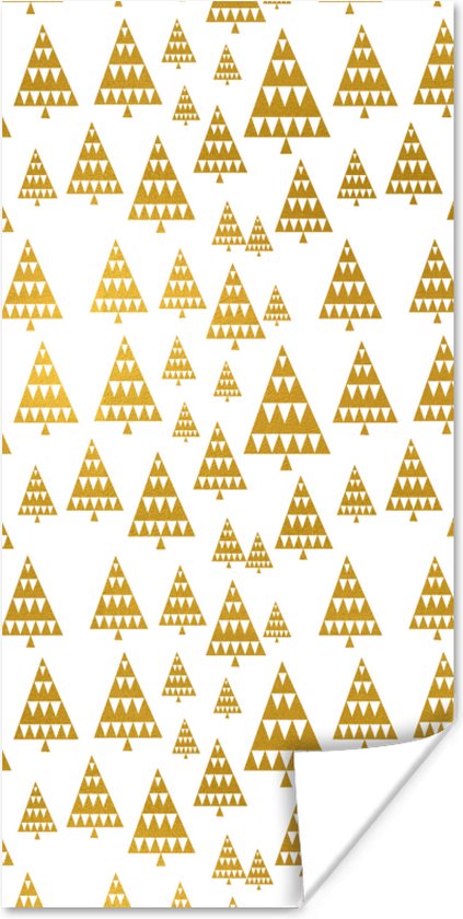 Affiche Sapin de Noël - Wit - Or - 60x120 cm - Décoration de Noël - Décoration de Décorations de Noël - Décoration de Noël Salon