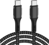 WIWU - USB C naar USB C - Snellader- Nylon - 2 meter - Zwart